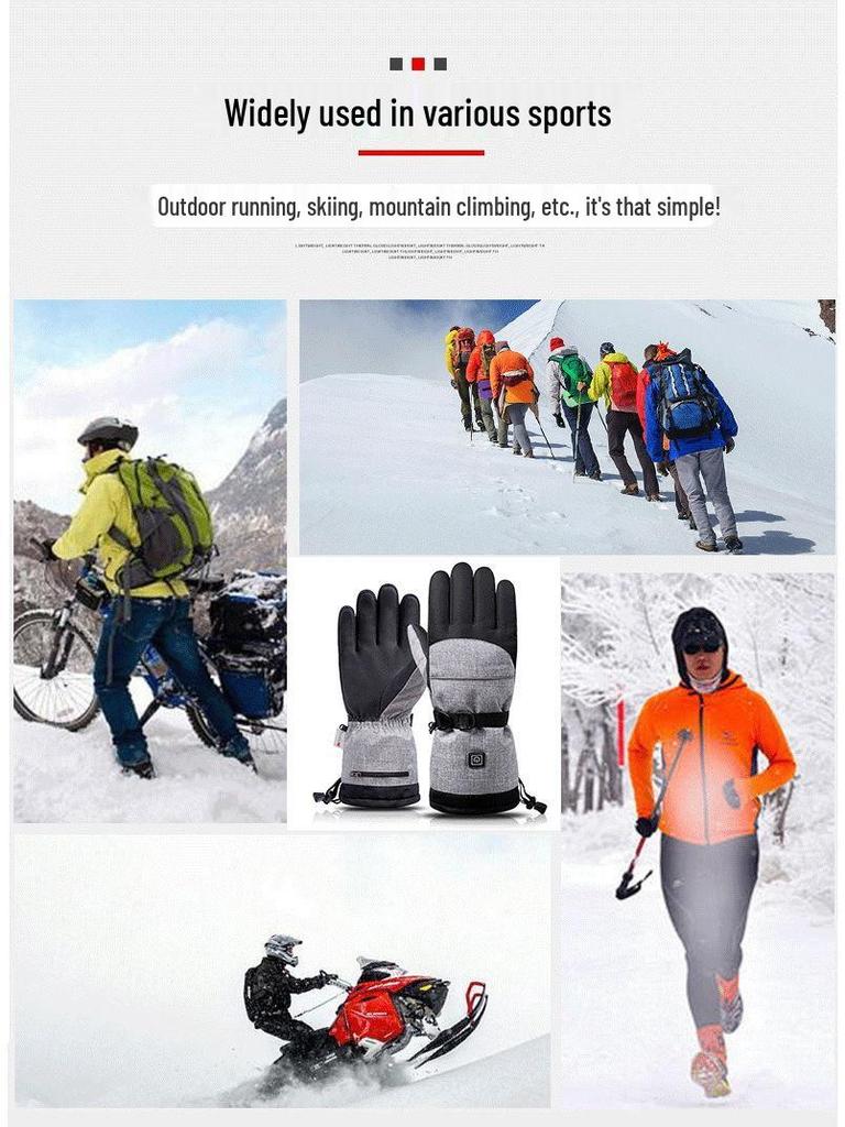 Winter Warm Touchscreen Electric Heating Gloves for Outdoor Cycling and Skiing - Waterproof