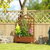 Garden Planters with Trellis for Vine Climbing, Distressed Wooden Raised Beds, 90x43x150cm, Brown