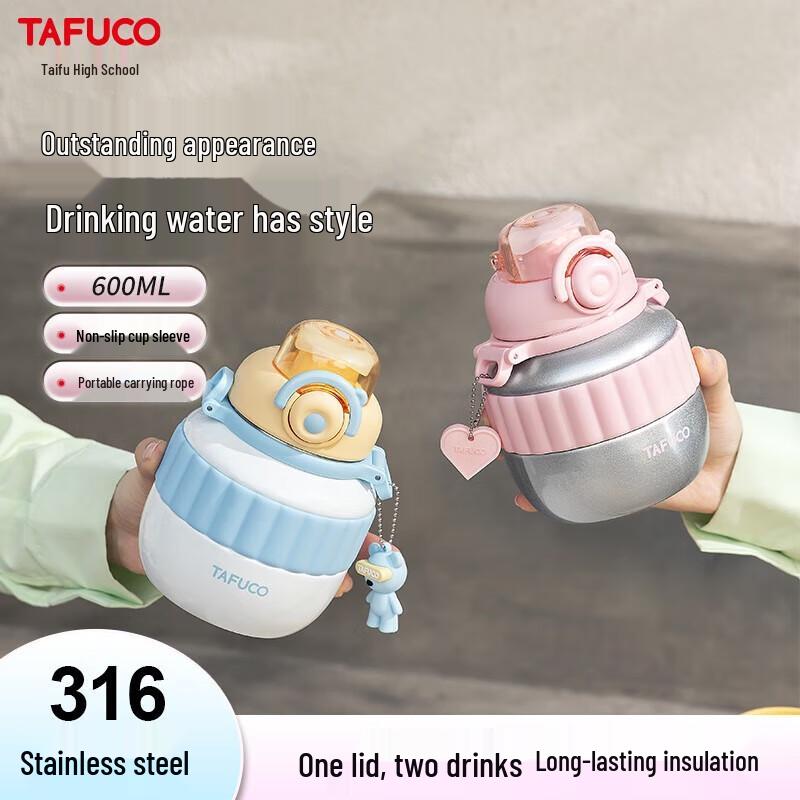 TAFUCO T0605 Double Lid Insulated Straw Cup