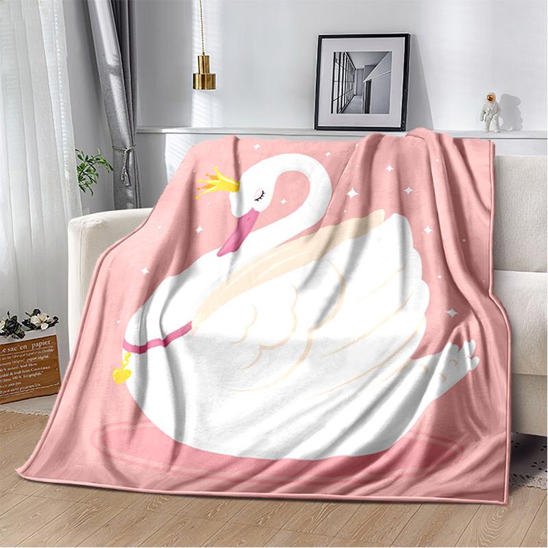 HD Cartoon Cute Swan Cygnus Soft Plush Blanket,Flannel Blanket Throw Blanket for Living Room Bedroom Bed Sofa Kids Cover Gitt 3D