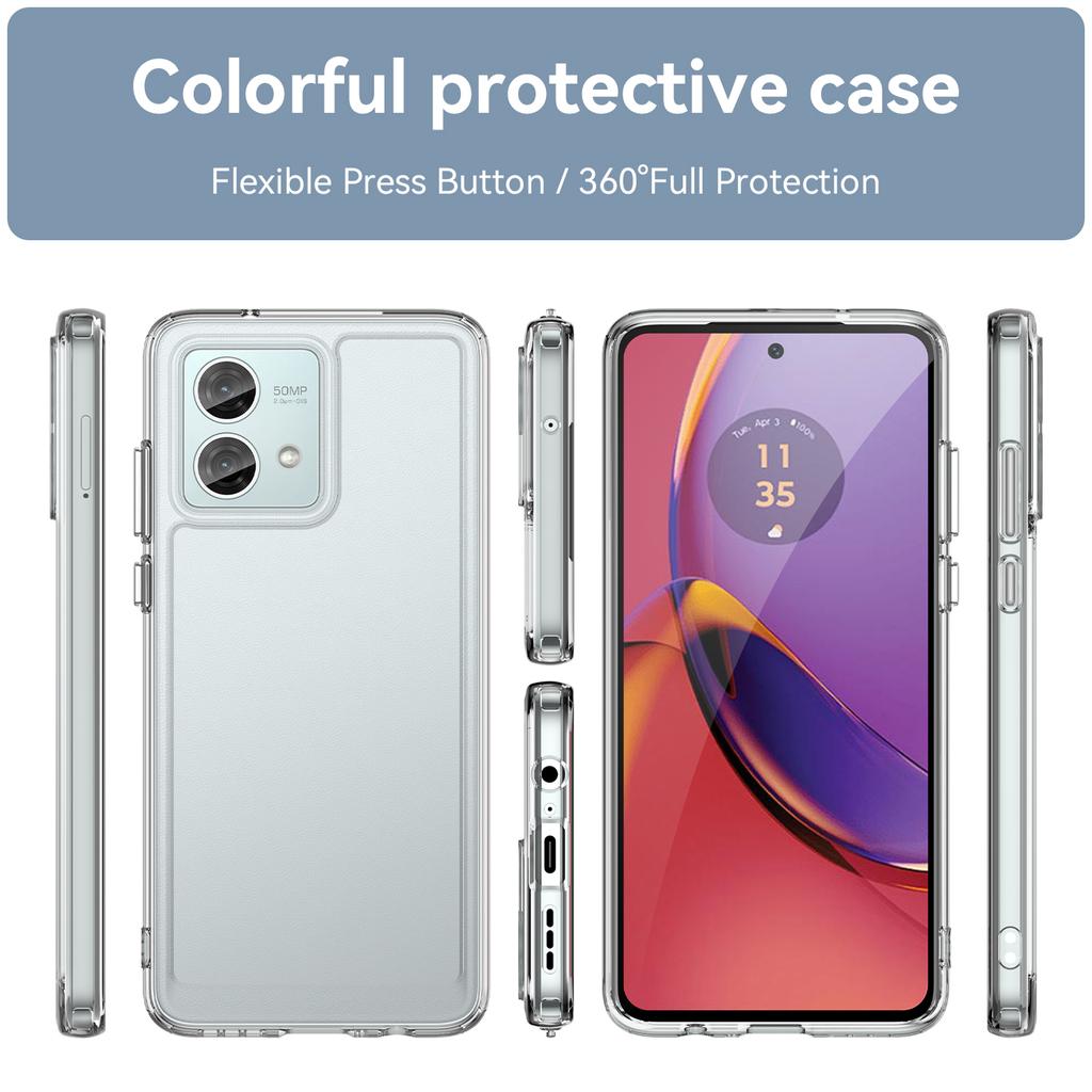 For Motorola Moto G84 5G Phone Case Electroplating Buttons Acrylic+TPU Cover (Big Rear Lens Hole)