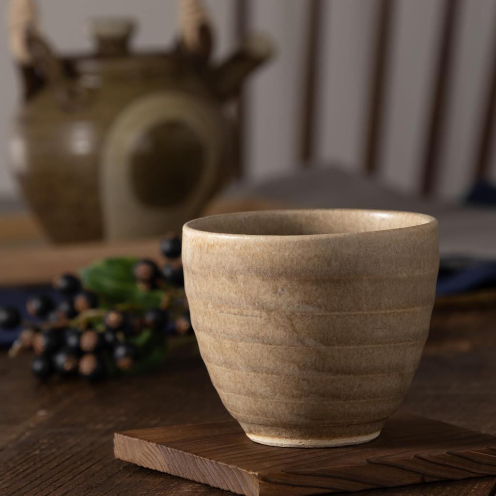 Marui Seito Shigaraki Ware Hechimon Teacup, 300ml Capacity, Olive Brown, MR-3-4493