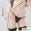 Sexy transparenter Spitzen-String mit offenem Schritt und seitlicher Schleife zum Binden