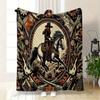 American Cowboy Culture Flannel Blanket - Contemporary Style, Polyester, Knitted, Digital Print, All-Season, Tear Resistant