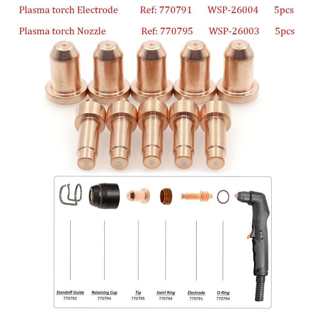 10pcs 770795 770791 Plasma Torch Tips Electrode Fit For Hobart AirForce 12ci
