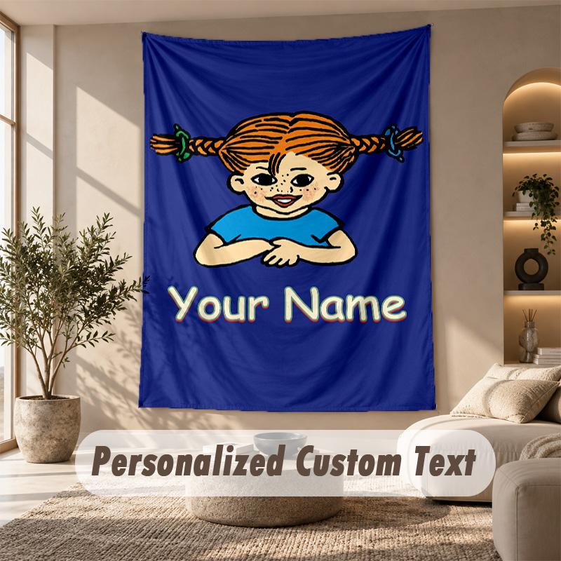 Tapestry Custom Name Text, Wall Hanging Tapestry Home Room DecorPippi Longstocking