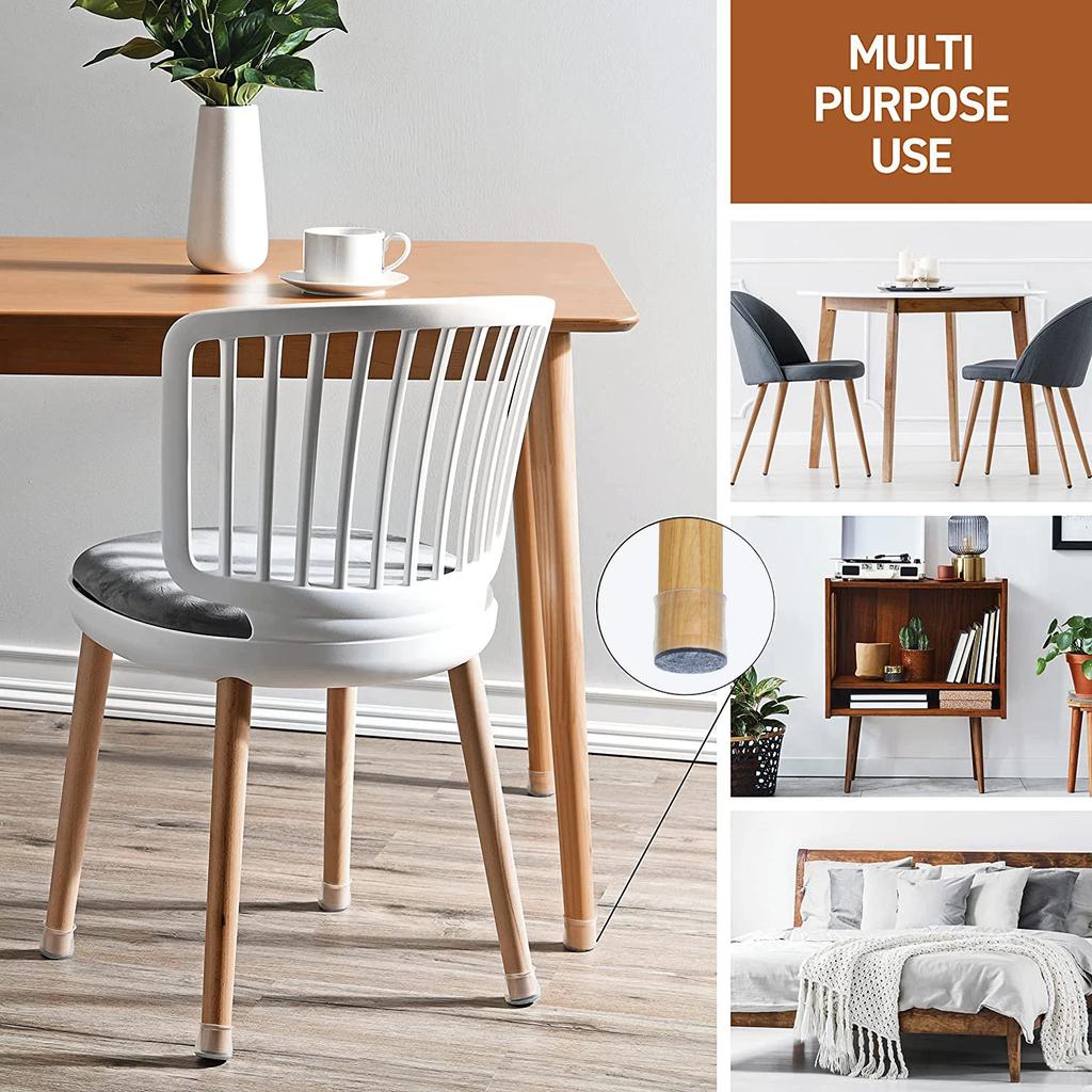 12Pcs Small Silicone Chair Leg Covers W/ Felt Pad Furniture Leg Protectors for Hardwood Floors, Prevent Scratches &Reduce Noise