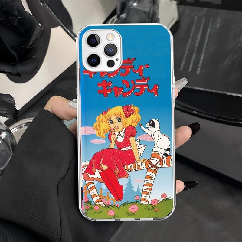Candy 90s Anime Phone Case for iPhone 11 12 13 Mini 14 15 Plus 16 Pro Max 17 Air 16E 7 8 SE 17ProMax Soft Fundas Cover 11 12 13
