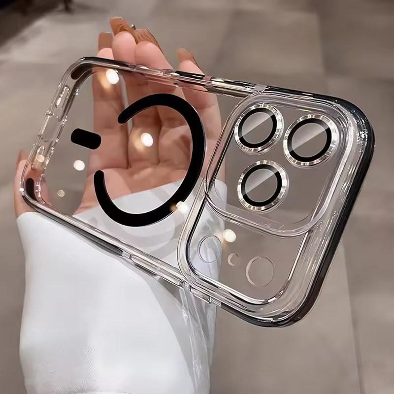 Luxury Candy Color Collision for Magsafe Case for iPhone 17 Air 16 15 14 13 Pro Max Plus Magnetic Lens Protector Transparent Cover