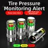 Car Tire Pressure Covers 4 Pcs with Color Coded Display Valve Stem Covers for 24 BAR Monitoring Fits Most Vehicle Tires