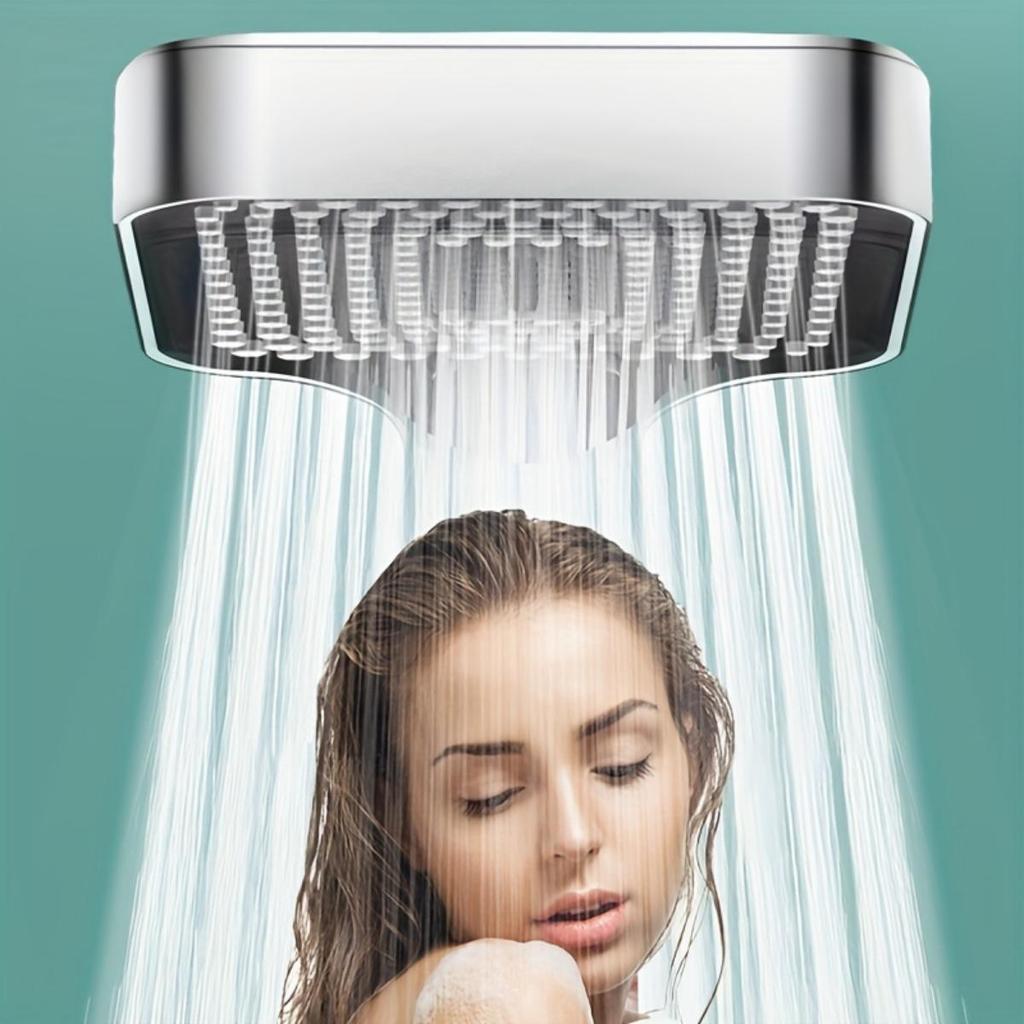 Square Button Shower Head: Super Pressurized Large Nozzle Rain Shower Handheld Showerhead Suitable for Household Water Heaters