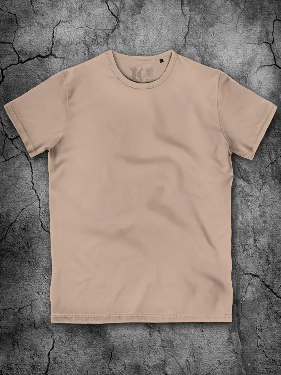 Beige Basic Plain T-shirt without pattern Cotton M