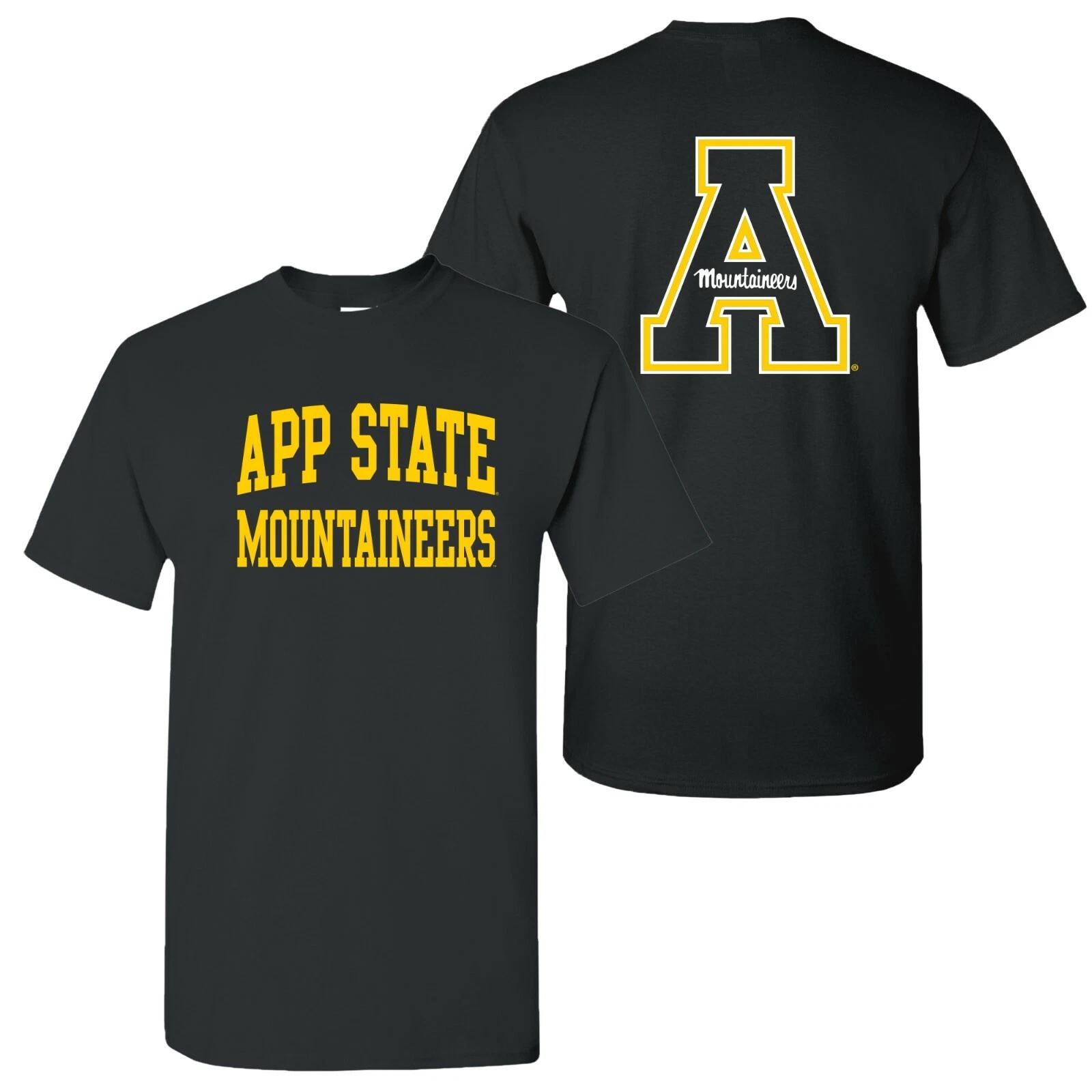 App State Mountaineers Front and Back Print T-Shirt - Black L