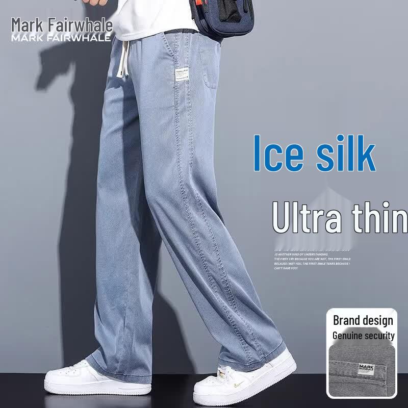 MARK FAIRWHALE Men s Tencel Ice Silk Relaxed Straight Leg Casual Pants L