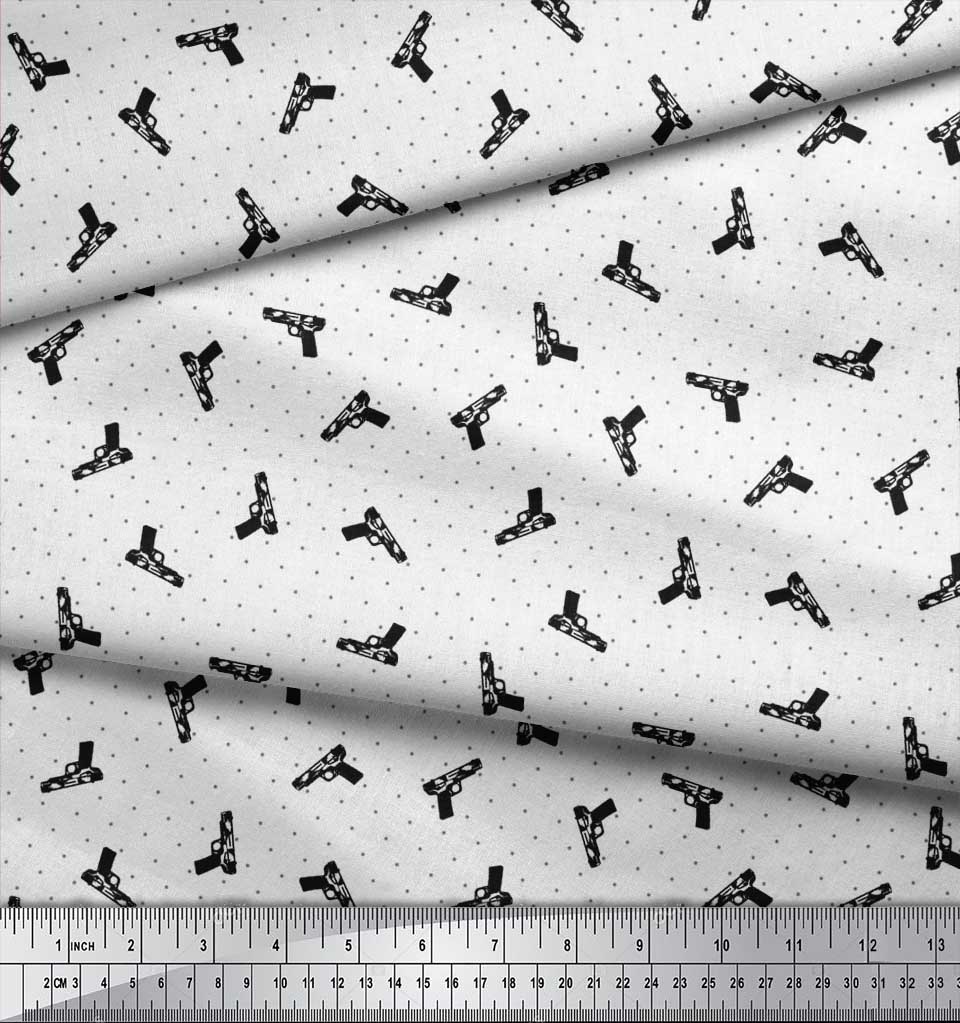 Soimoi Rayon Fabric Dot & Weapon Print Fabric by the Yard 42 Inch Wide