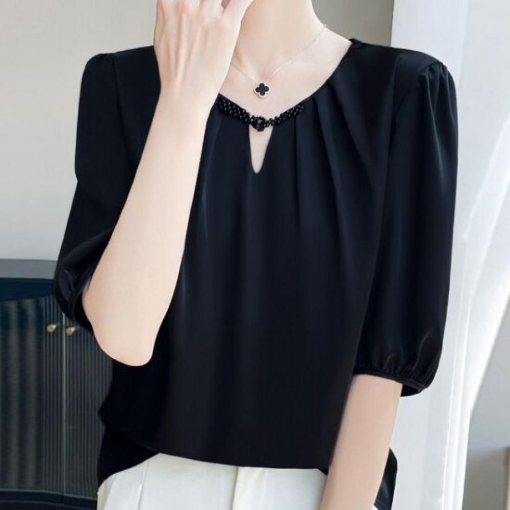 Navava Women Shirring Bead Point 5 Sleeve Blouse Nb3112