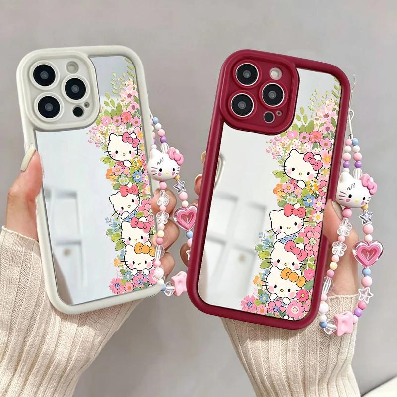 Mirror Makeup Flower Hello Kitty Bracelet Chain Casing For OnePlus 15 13 13T NORD CE 6 5 4 2 3 Lite ACE 3 2 12 11 10R 8T 5G Case