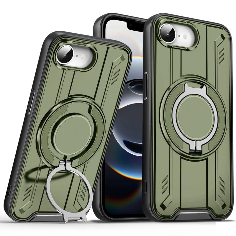 Phone Case for Phone 16E 360 Degree Rotation Kickstand TPU+PC Protective Shock Grade Shell Phone Case
