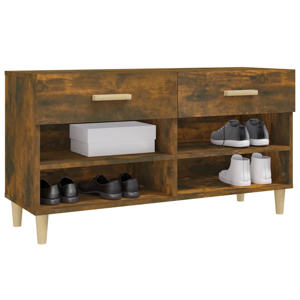 Shoe Cabinet Smoked Oak 102 x 35 x 55 cm Wood Based Material