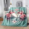1pc Swan Printing Lightweight Flannel Blanket, Comfortable and Warm Blanket, for Camping Sofa Bed and Couch Office, Suitable for Gift Blanket