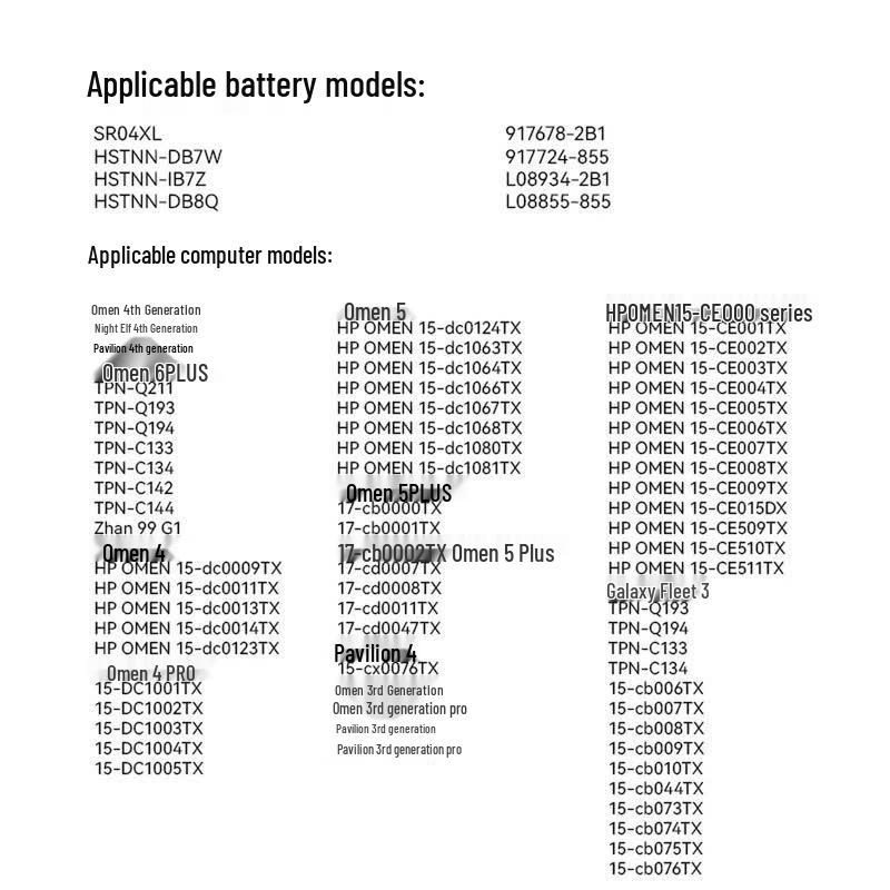 HP Omen 3 Pro SR04XL TPN-Q193 Laptop Battery