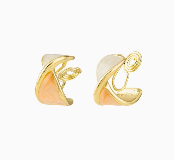 Simple Design Enamel Ring Without Pierced Mosquito Coil Ear Clip