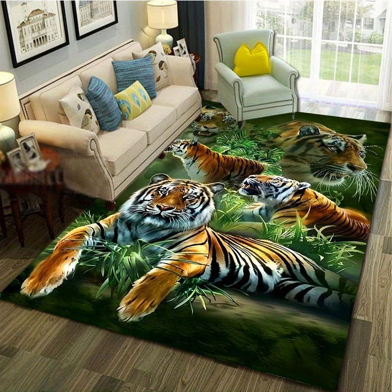 3D Dream Tiger Animal Cartoon Carpet Rug for Home Living Room Bedroom Sofa Doormat Decor,Child Play Area Rug Non-slip Floor Mat