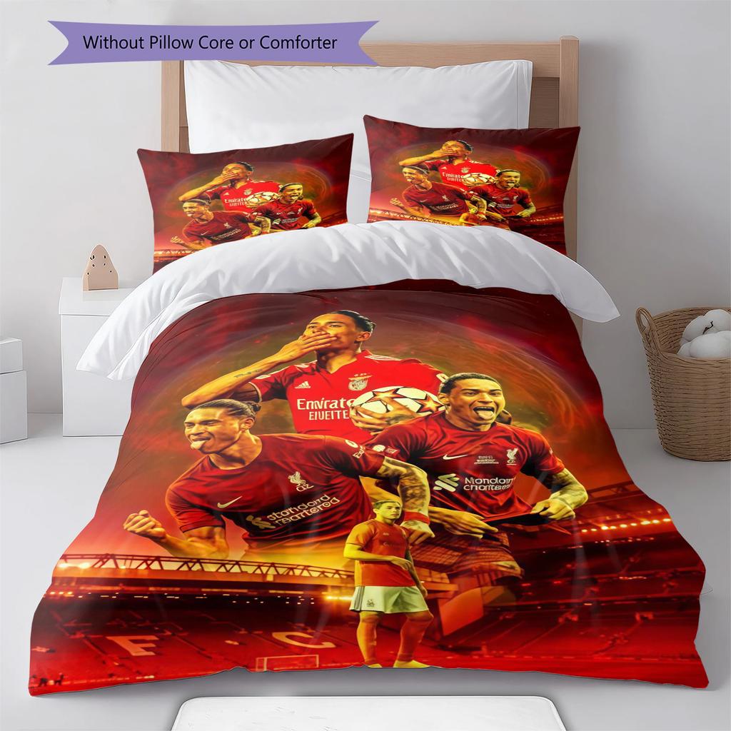 Arsenal F.C Pattern Bedding Quilt Set Quilt Cover Pillowcase Home Decoration Birthday Gift (1 * duvet cover + 2 * pillowcase, without core)