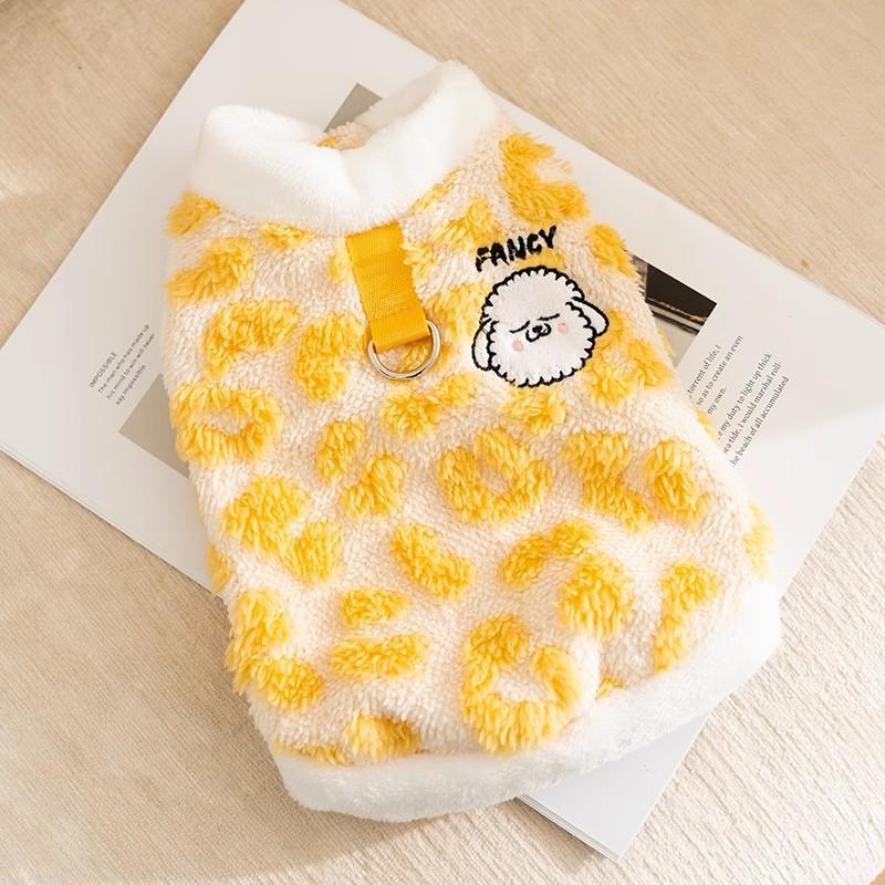 Dog Clothes Jacquard Leopard Print Traction Two-legged Fleece Can Be Traction In Autumn and Winter Thickened Warm Winter Pet Clothes