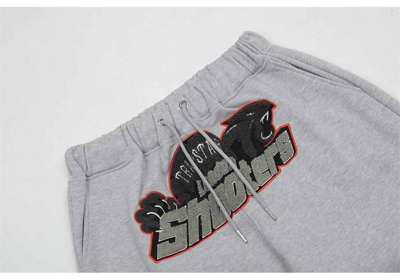 Ensemble Décontracté Hoodie Rouge/Noir Tête de Tigre Brodé Homme & Couple Trapstar Européen & Américain avec Pantalon Long