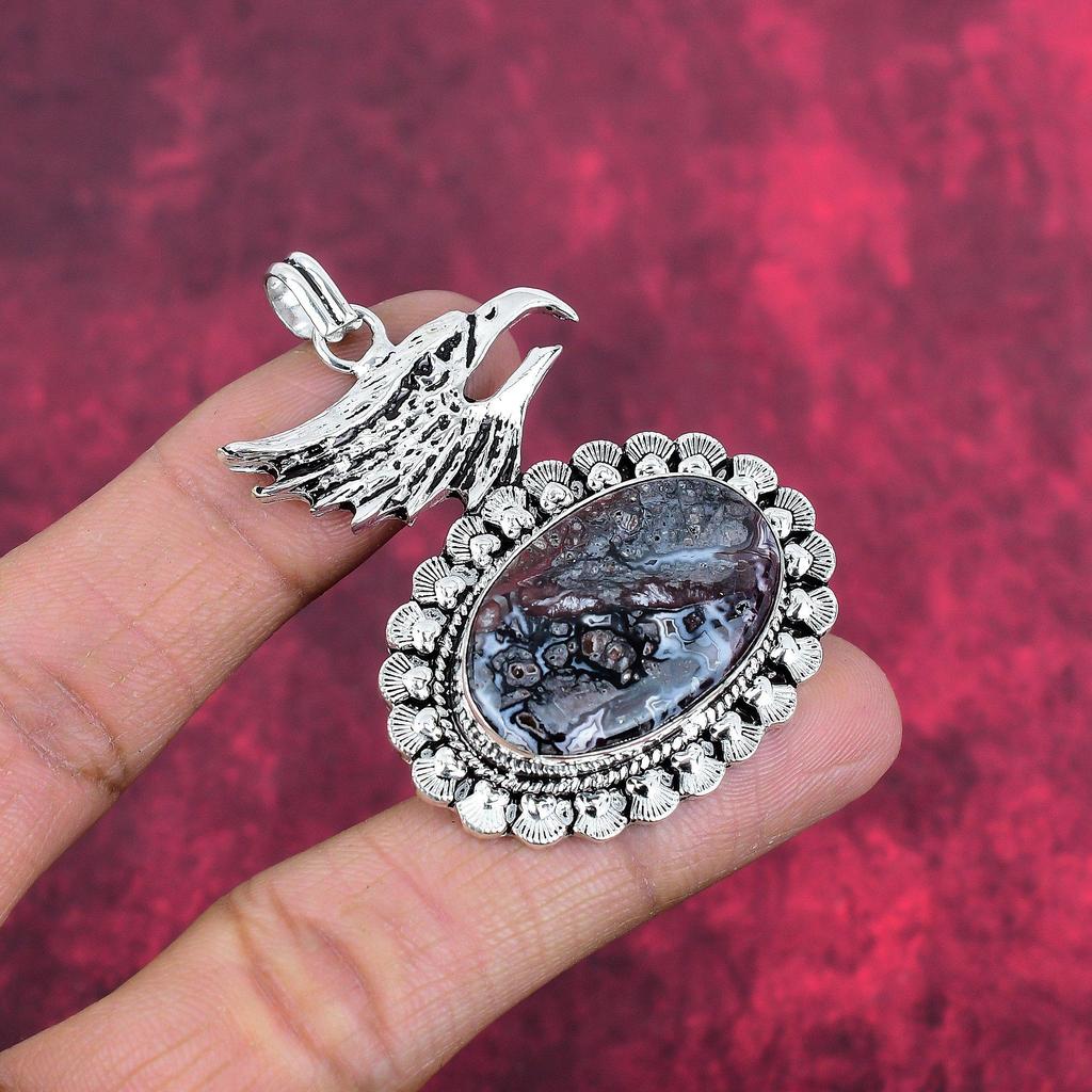 Crazy Lace Agate Gemstone Pendant Handmade Jewelry, 925 Solid Sterling Silver Pendant Sodalite Jewelry, Gift For Her Women Pendant Brand New Pendant