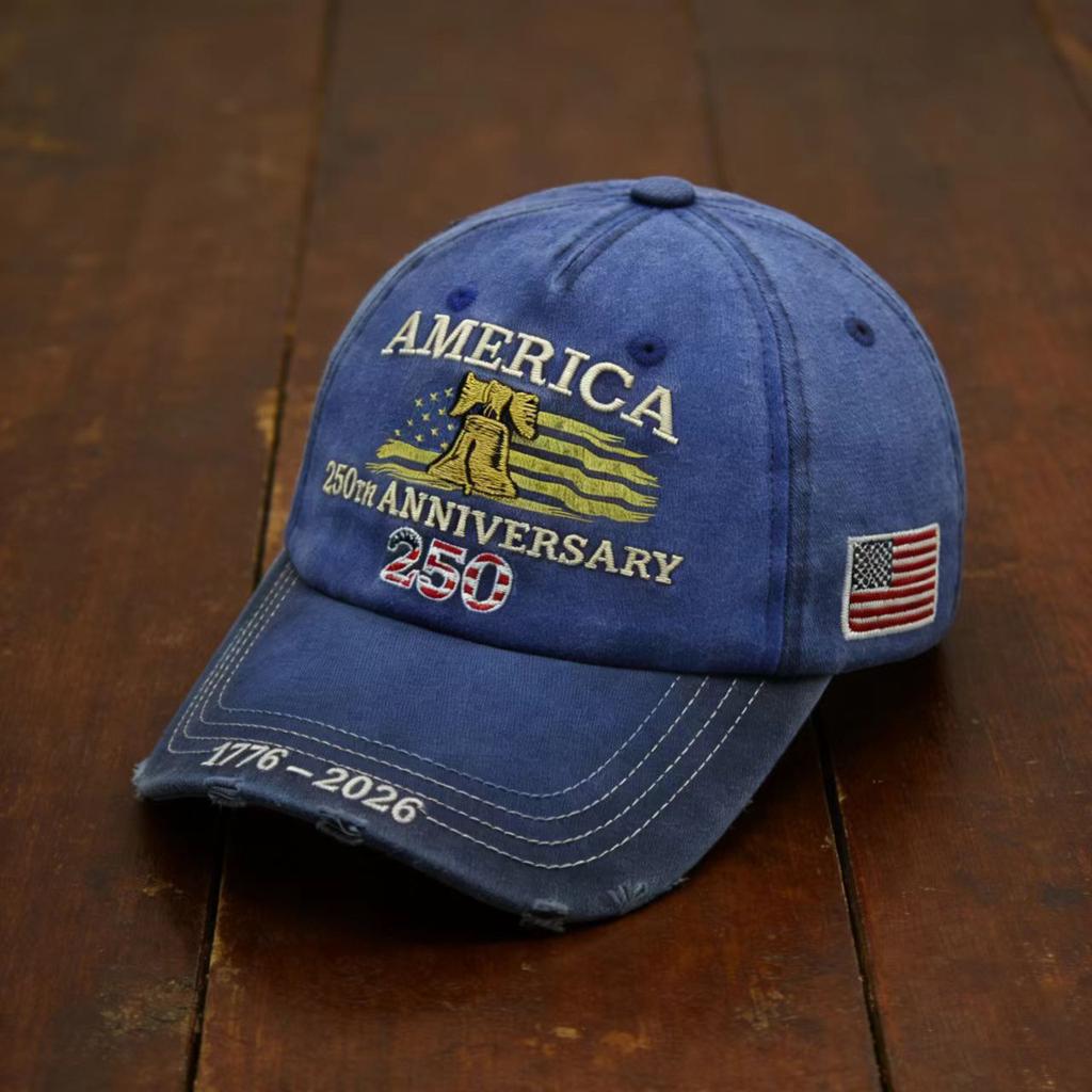 1 Stück Amerikanische Baseballkappen zum 250. Jubiläum für Herren 3D-Druck Used-Look Retro Bestickt Schirmmütze Outdoor Reise Sonnenhut