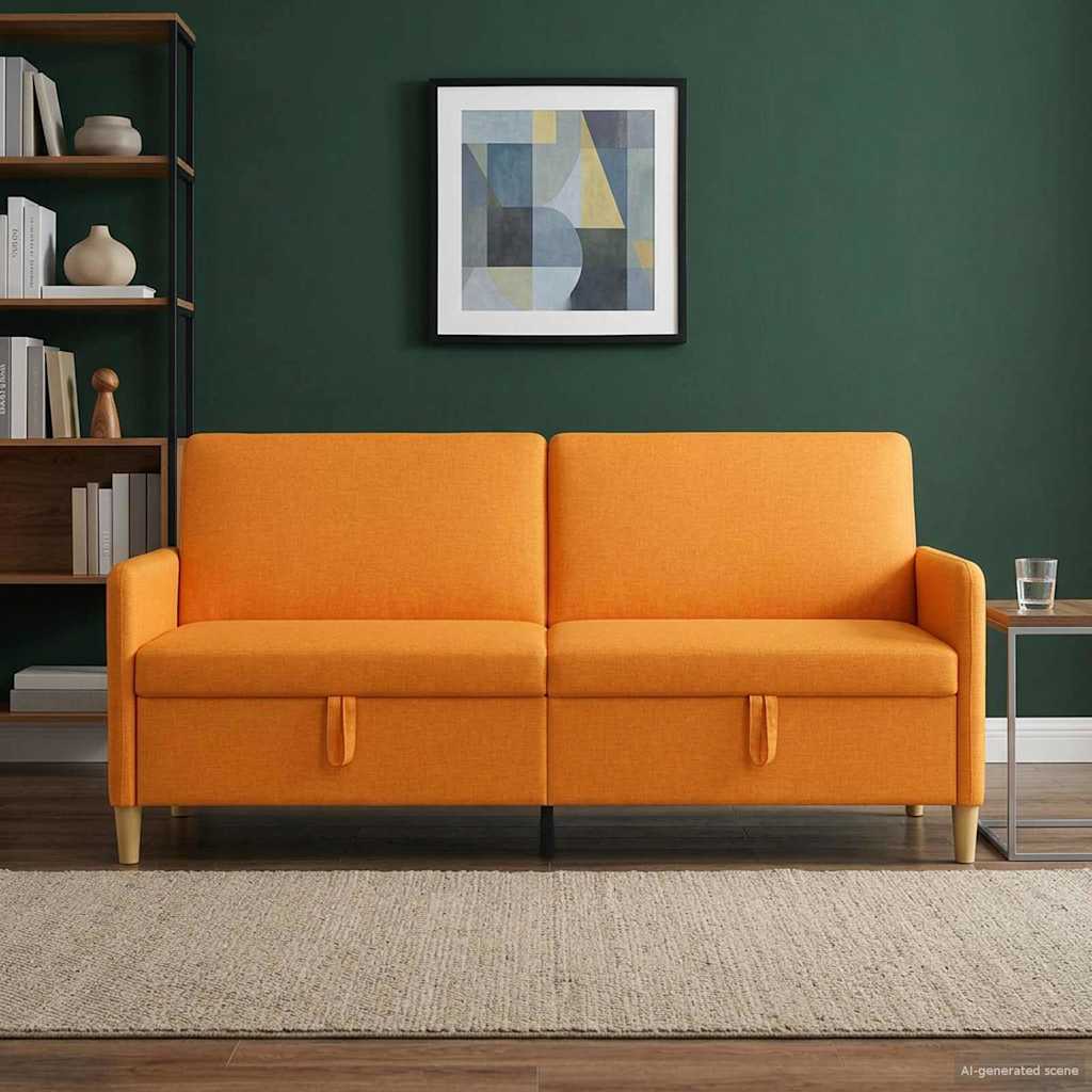 Storage Sofa In Dark Yellow 192 X 78 X 87 Cm Polyester