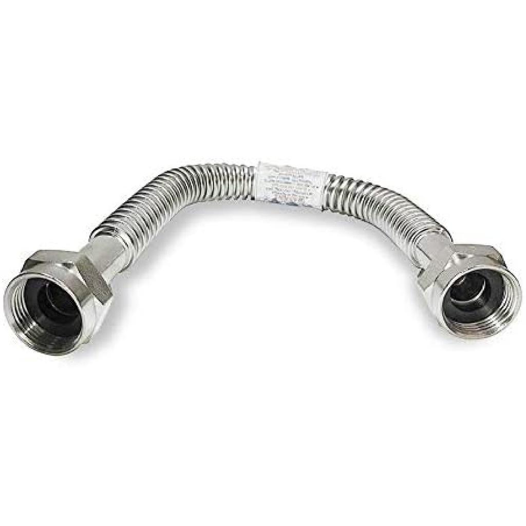2 Pack Heavy Duty Durable Stainless Steel Corrugated Water Flex Connector with Extra Thick Washers for Water Heater and Water Softener (18x1 FIP)