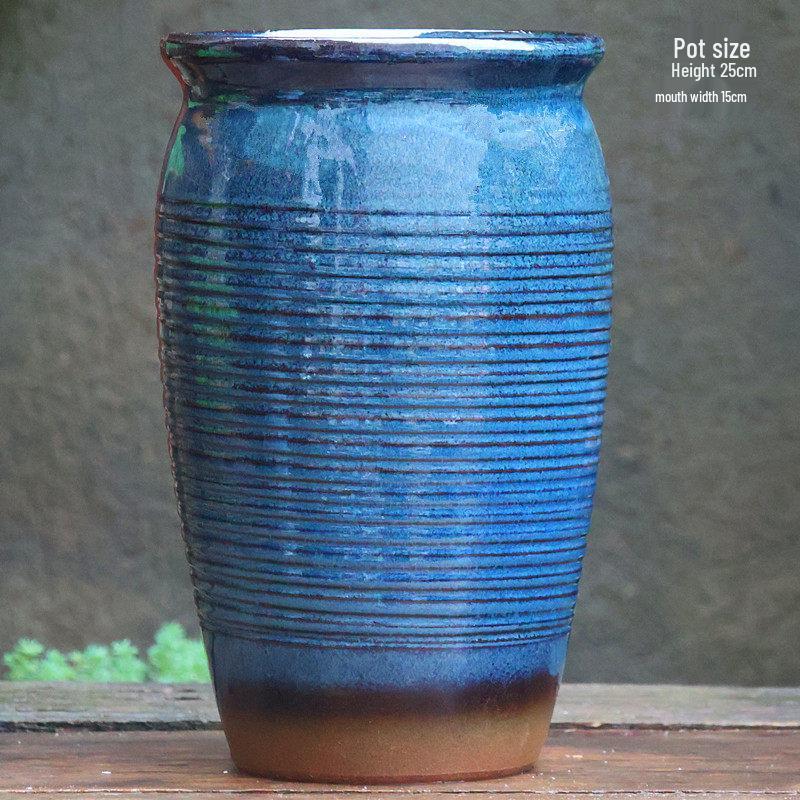 Handmade Coarse Ceramic Succulent Planter, Orchid Breathable Zisha Pot, Old Tree Design, Tall Rose Pot.