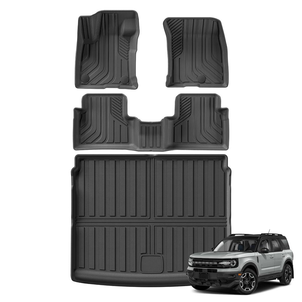 For Bronco Sport 2025 - 2025 TPE 3D Car Floor Mats Cargo Liner Trunk Pad Black Carpet Foot Pads All Weather Left Rudder