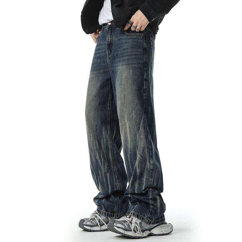 

Новые джинсы с принтом молнии, свободные брюки прямого кроя, облегающие, американские, уличные 2XL синий