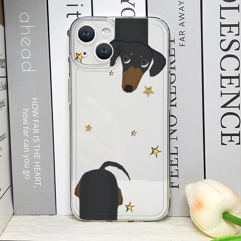 Coque de téléphone mignonne dessin animé animal chien Teckel pour IPhone 17 16 15 14 11 12 13 Pro Max 7 8 Plus 12 13 Mini X XS Max XR Housse souple