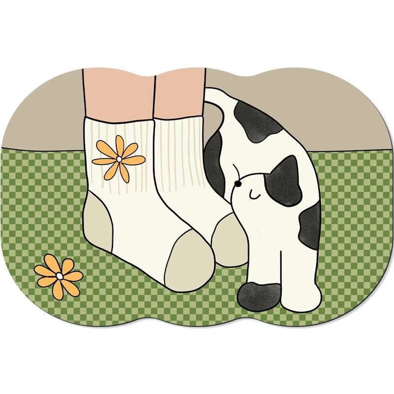 Bathroom Water Absorption Diatom Mud Floor Mat Cartoon Bathroom Toilet Door Dirt-resistant Anti-slip Mat Household Quick-drying Floor Mat