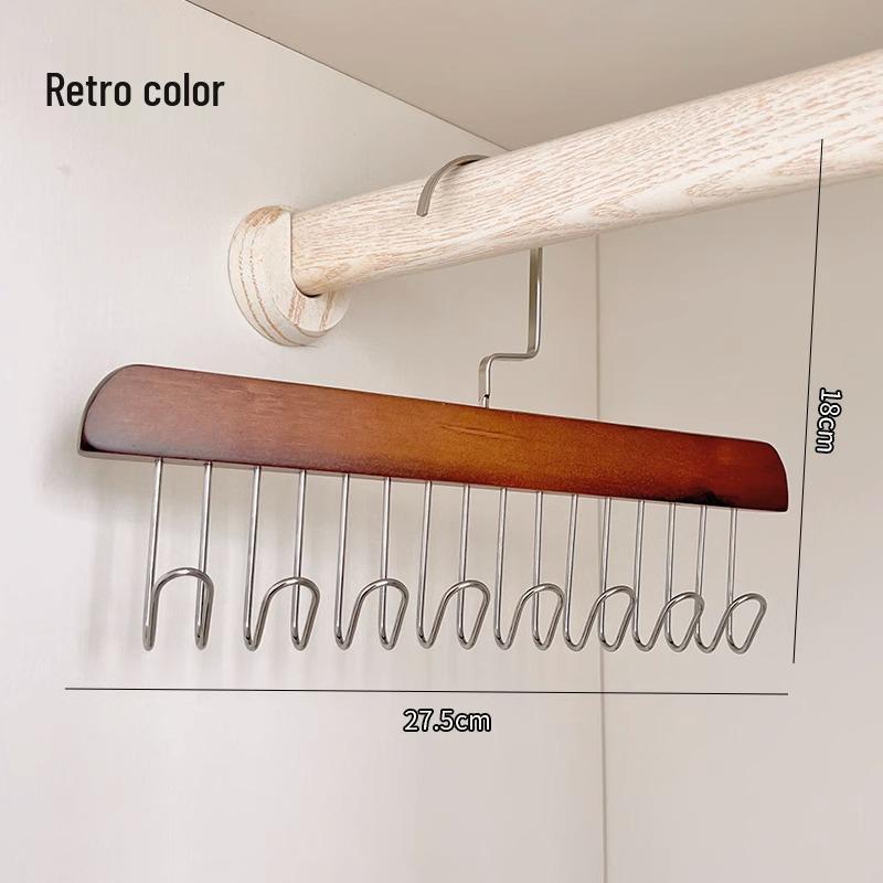 

Solid Wood Multi-functional Clothes & Underwear Hanger with 8 Hooks