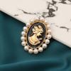 Victorian Style Alloy Cameo Brooch With Crystal Rhinestones Pearls Women Fashion Jewelry Decorative Lapel Accessory