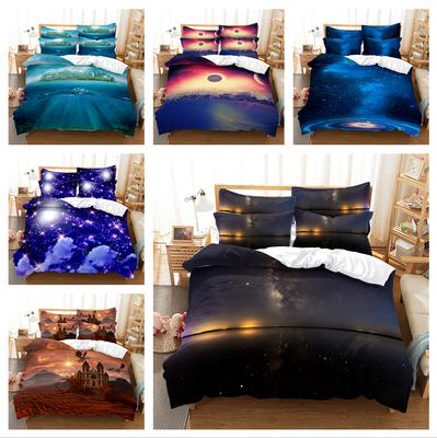 3D Digital Printed Bedding Set, Starry Sky Scenery Quilt Cover and Pillowcase, Single Double Bed, Full-size Bedroom Bedding, Home Decoration