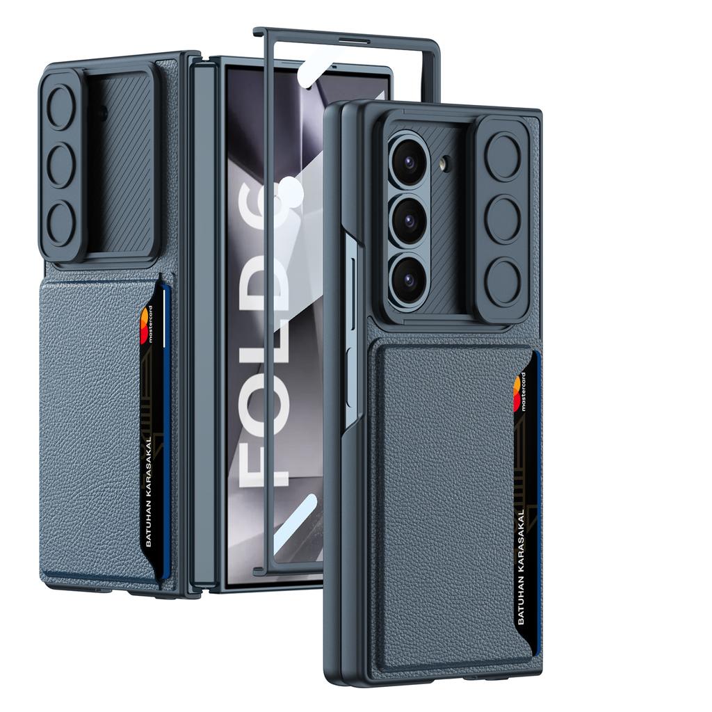 Suitable for Samsung Z Fold6 Mobile Phone Case Folding Screen Ultra Thin Business Leather Card Bag Anti Fall Protection Case