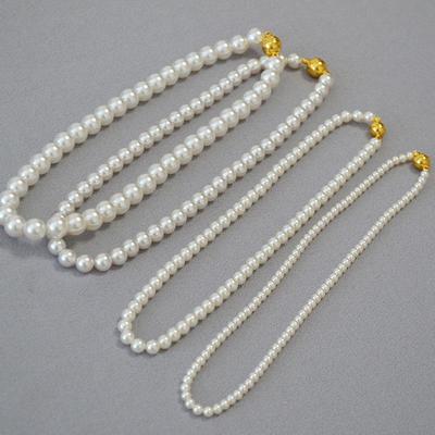 Colar Elegante de Fecho Magnético de Pérola Francesa e Corrente para Suéter para Mulheres