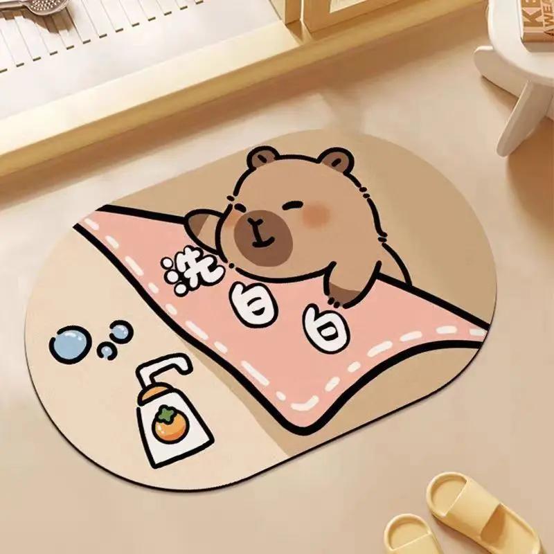 VIKAMA Cartoon Capybara Bathroom Mat Non-Slip, Wear-Resistant Home Decor Bathroom Mat Home Decoration