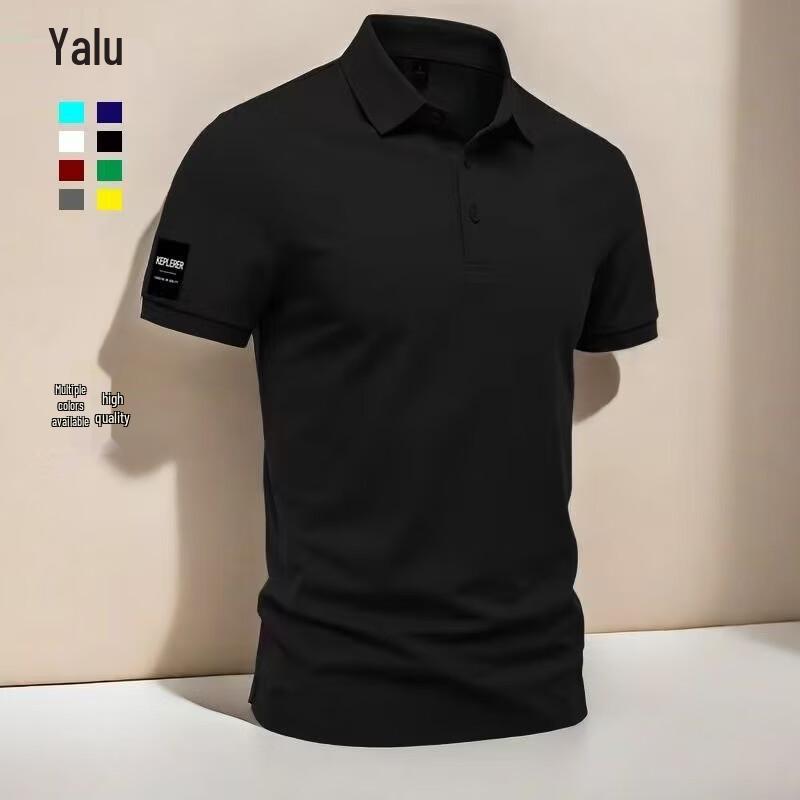 Мужская повседневная деловая рубашка-поло с коротким рукавом YaLu Premium XL чёрный