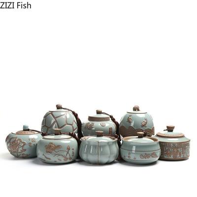 Creative Relief Ceramic Tea Pot Seal Pot Tieguanyin Pu'er Tea Storage Container Tea Ceremony Accessories Tea Box Friend Gift