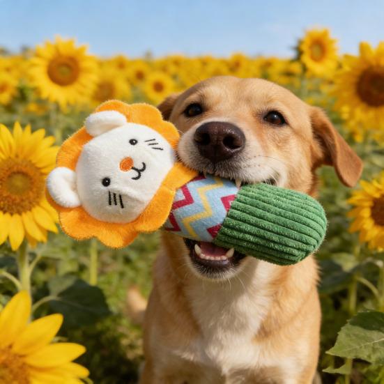 Plush Lion Dog Toy Squeaky Interactive Puppy Teething Toy Soft Stuffed Animal Dog Chew Toy for Teeth Cleaning Boredom Relief