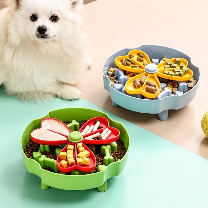 Anti Choking Dog Slow Food Bowl Interactive Durable Cat Bowl Puzzle Toy Rotating Anti Slip Pet Feeding Toy Pet Food Dispenser