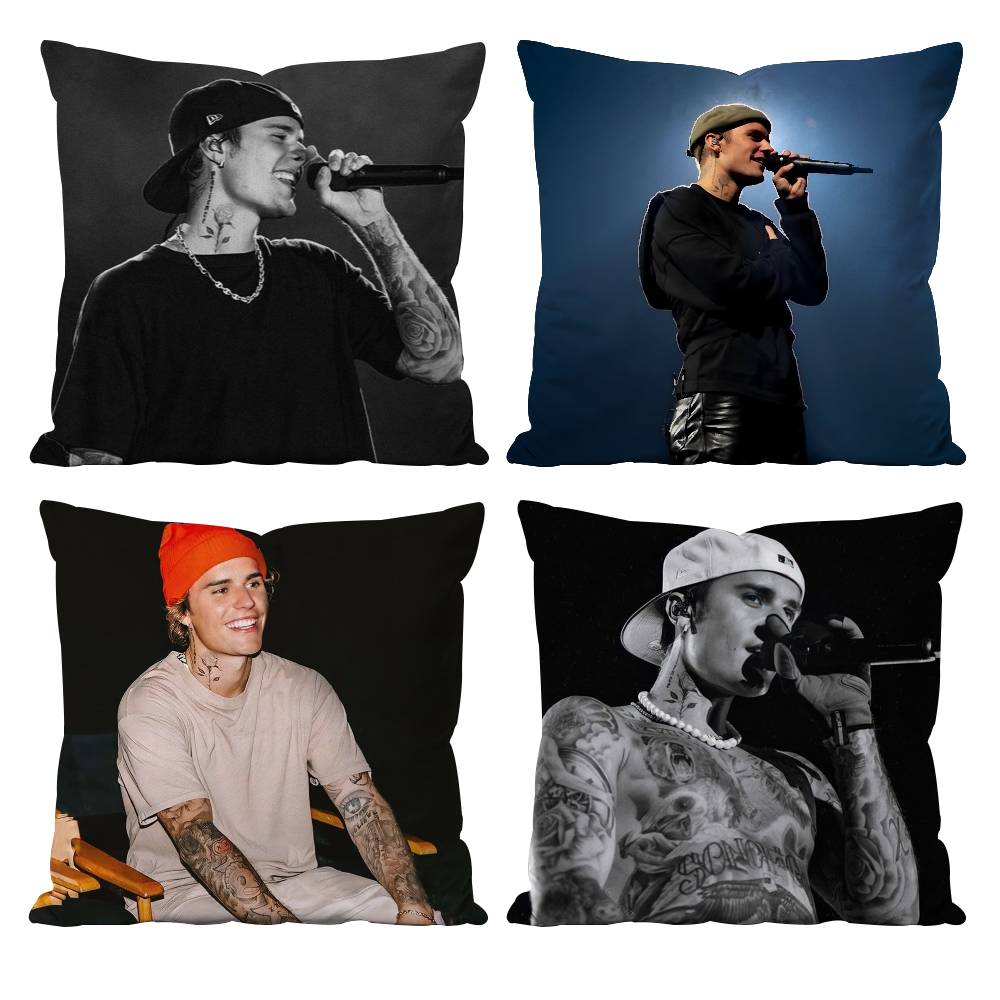 Vendita Calda J-Justin B-Bieber Federa Federa Anti-acaro Cerniera Invisibile Peluche Corto Setoso Copricuscino per Divano